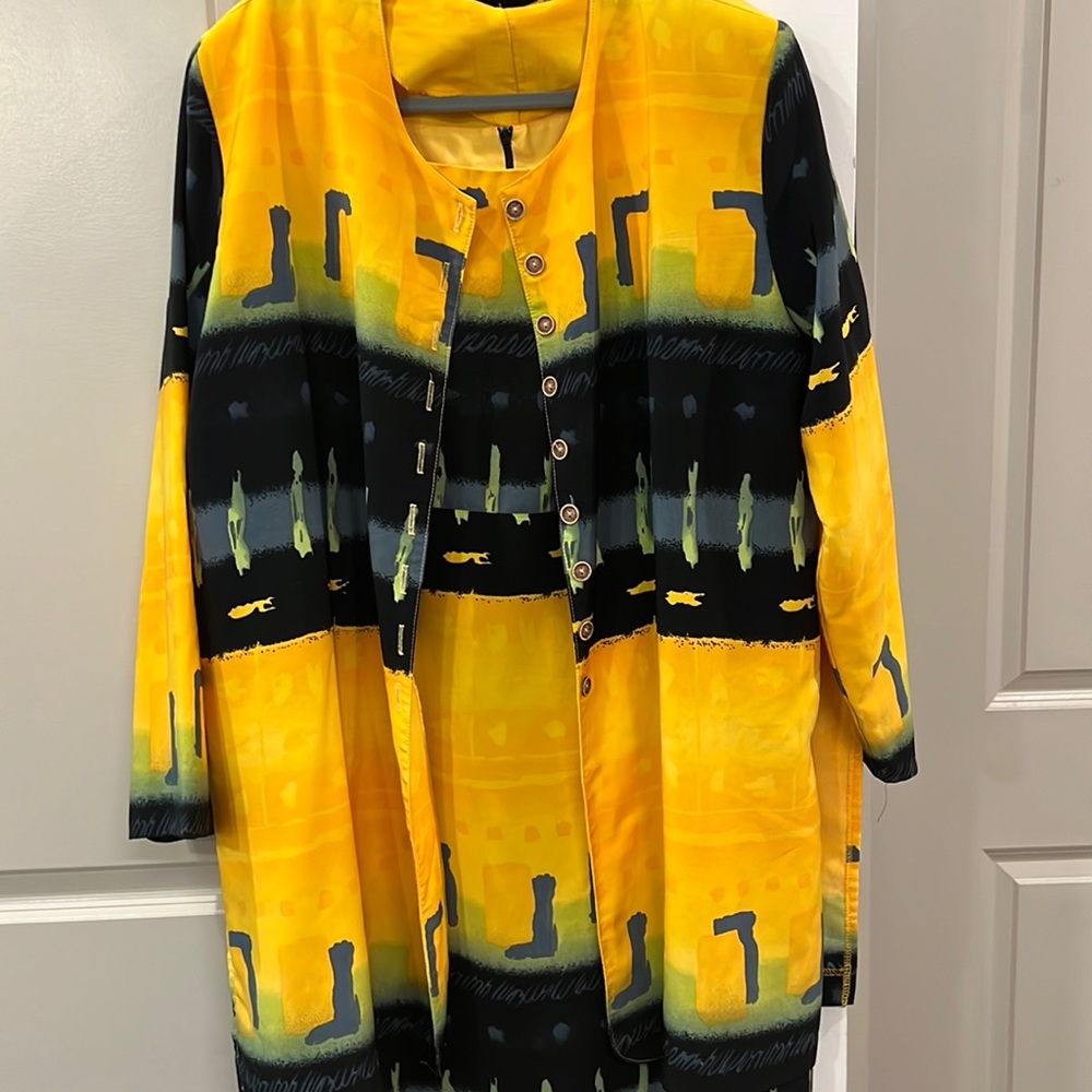 Banter Bay Vintage Abstract Print Two Piece Dress& Jacket Set